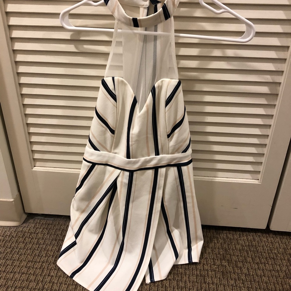 Navy and White Striped Romper